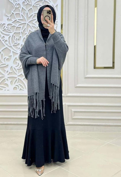 Bat-Wing Style Plain Fleece Shawl – Winter Warm Free Size