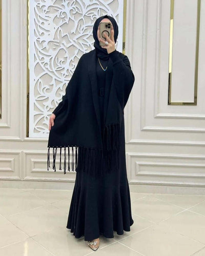 Bat-Wing Style Plain Fleece Shawl – Winter Warm Free Size