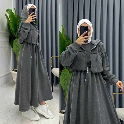 Hoodie Long Maxi Style 2-Pcs Winter Tracksuit