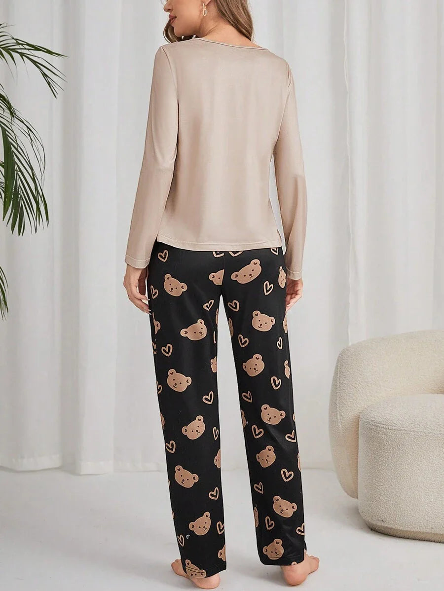Bears – Off-White & Black Pajama Set