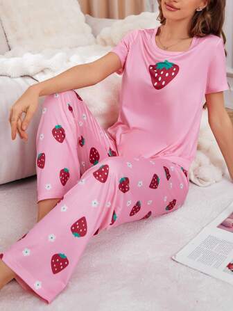 Print Pink Pajama Set for Girls – Soft & Comfy Nightwear