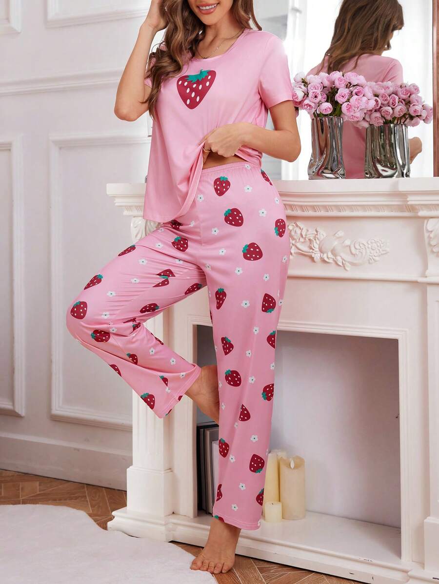 Print Pink Pajama Set for Girls – Soft & Comfy Nightwear