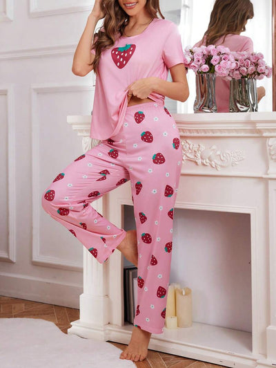Print Pink Pajama Set for Girls – Soft & Comfy Nightwear