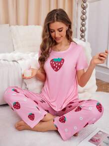 Print Pink Pajama Set for Girls – Soft & Comfy Nightwear