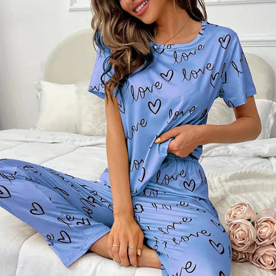 Love Printed T-shirt And Trouser Suit