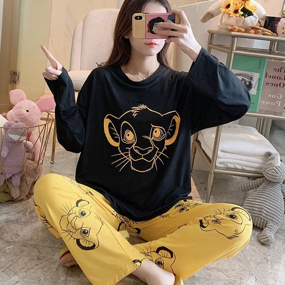 SIMBA T-shirt with Printed Pajama Full Sleeves Night Suit for her