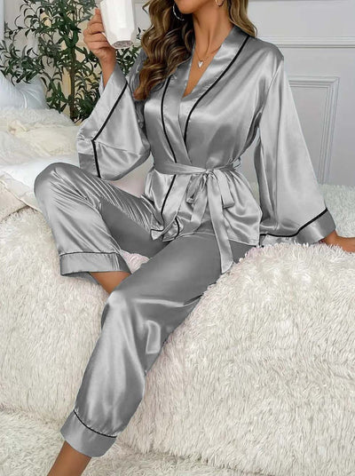 Gown Style Western 2-Pcs Silk Night Suit for Her