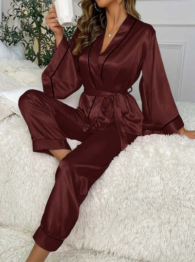 Gown Style Western 2-Pcs Silk Night Suit for Her