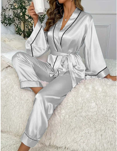 Gown Style Western 2-Pcs Silk Night Suit for Her