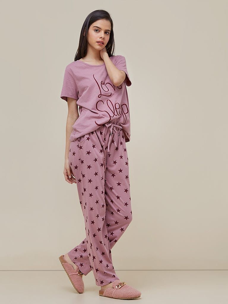 Printed Half Sleeves Night Suit For Her