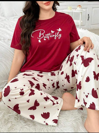Butterfly Printed T-Shirt with Butterfly printed trouser