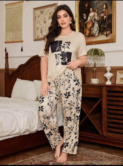 Leaves Printed T-Shirt with leafs printed trouser