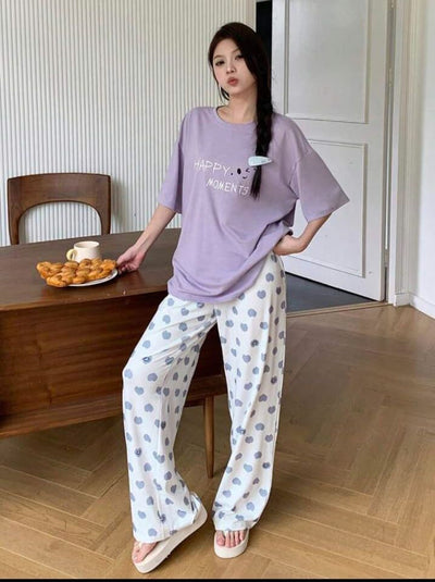 Printed T.shirt with Hearts Printed Trouser