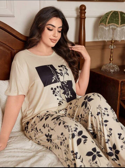 Leaves Printed T-Shirt with leafs printed trouser