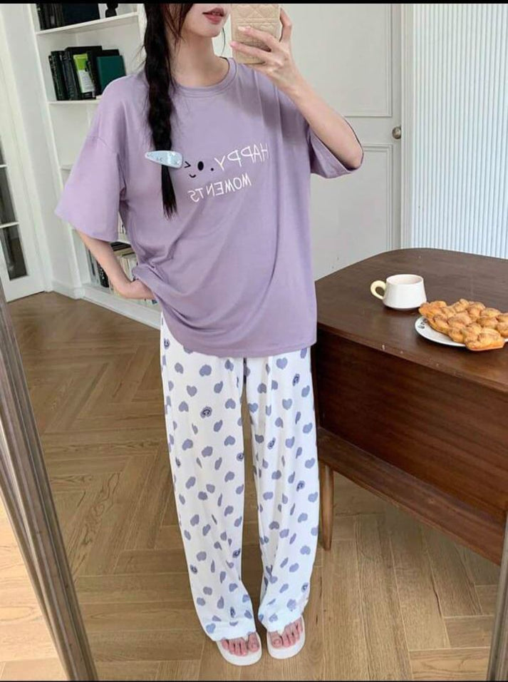 Printed T.shirt with Hearts Printed Trouser