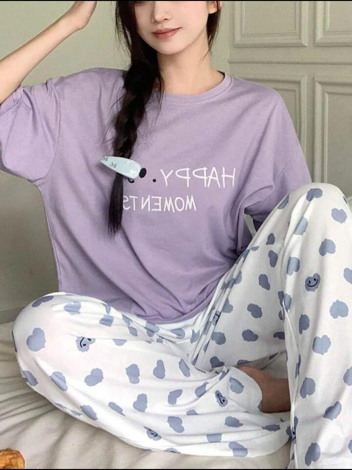 Printed T.shirt with Hearts Printed Trouser