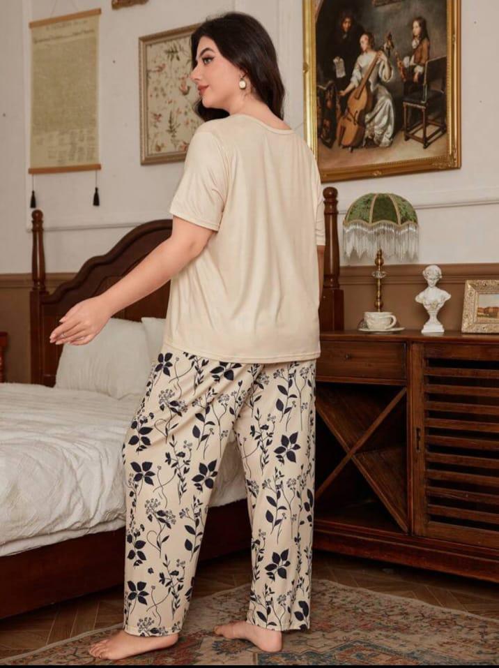 Leaves Printed T-Shirt with leafs printed trouser