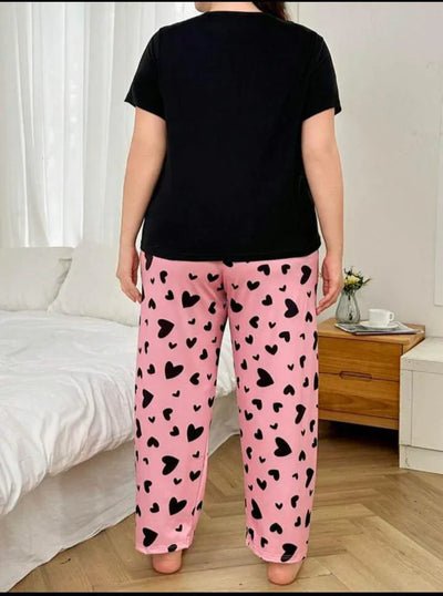 Eyes Printed T.shirt with Hearts trouser