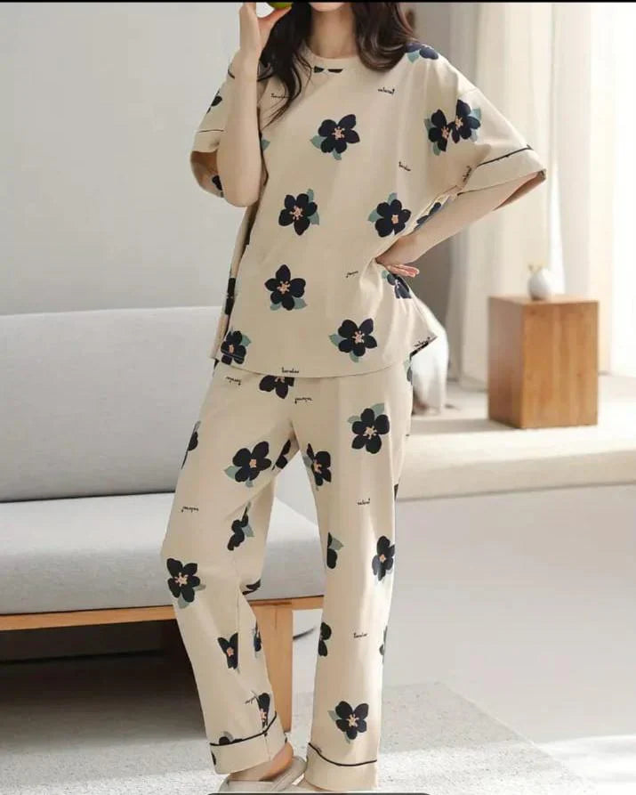 All Over Flowers Print Half Sleeves