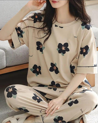 All Over Flowers Print Half Sleeves