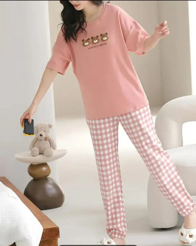 Lovely 3 Bears Print Half Sleeves