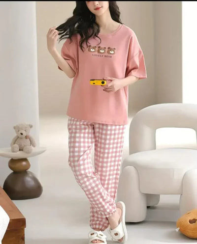 Lovely 3 Bears Print Half Sleeves