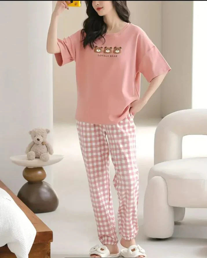 Lovely 3 Bears Print Half Sleeves