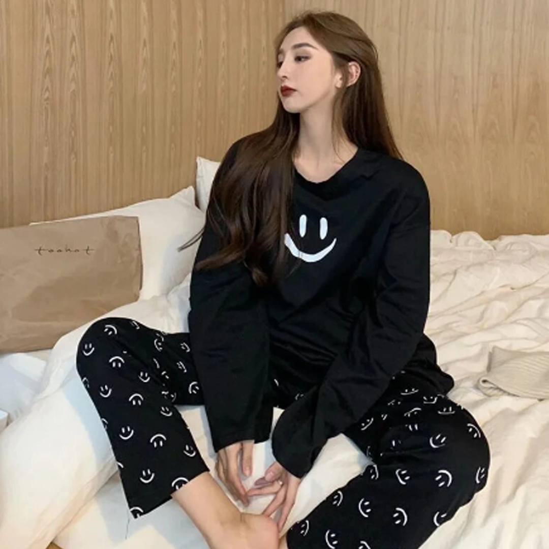 Black Smile Full Sleeves Night Suit