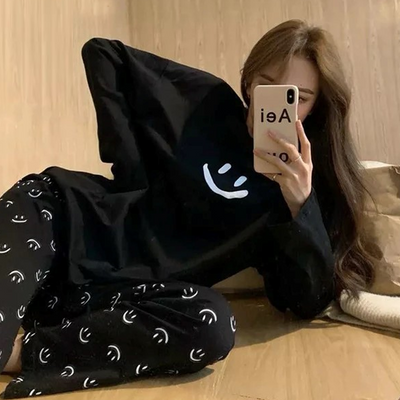 Black Smile Full Sleeves Night Suit