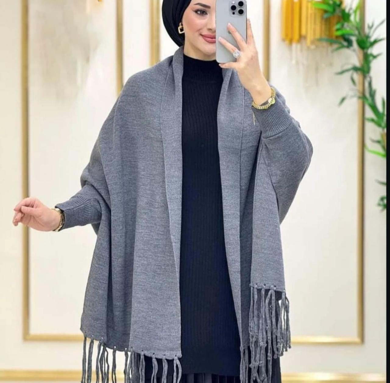 Bat-Wing Style Plain Fleece Shawl – Winter Warm Free Size