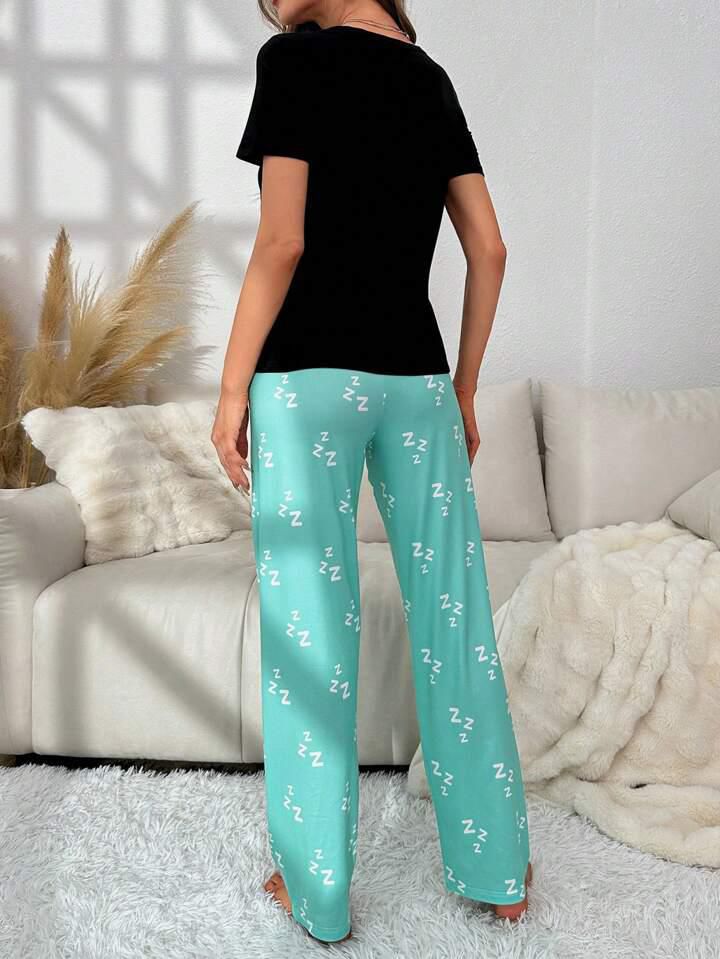 Do Not Disturb Printed Half Sleeves T-shirt With Trouser Suit