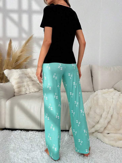 Do Not Disturb Printed Half Sleeves T-shirt With Trouser Suit