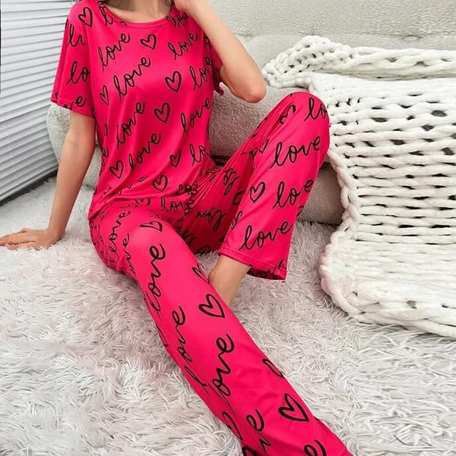 Love Printed T-shirt And Trouser Suit