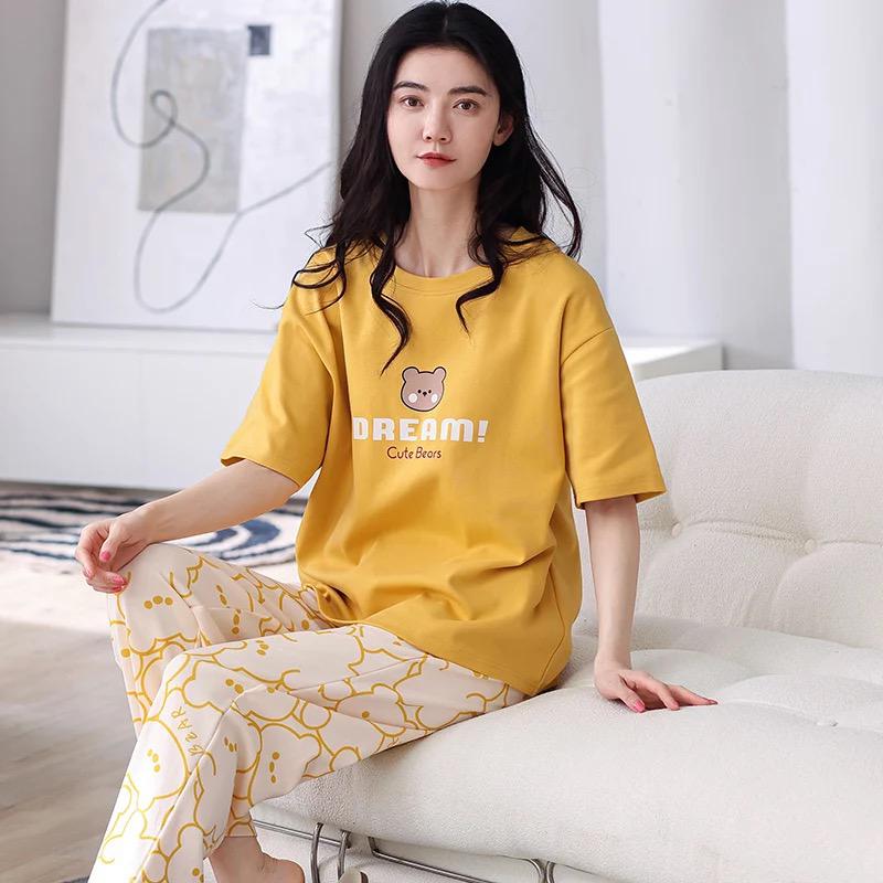 Yellow Dream Cute Bears Printed Night Suit