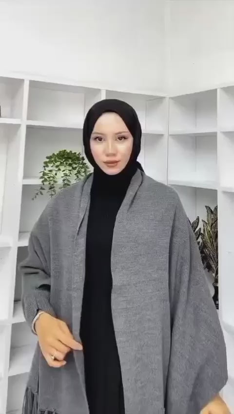 Bat-Wing Style Plain Fleece Shawl – Winter Warm Free Size