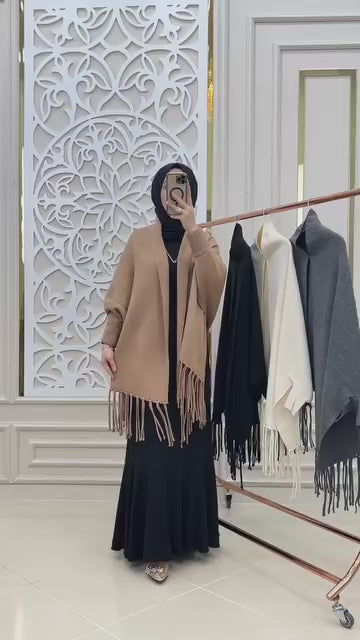 Bat-Wing Style Plain Fleece Shawl – Winter Warm Free Size